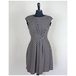 roz & ali  Dress Polka Dots Black Tan Slee…